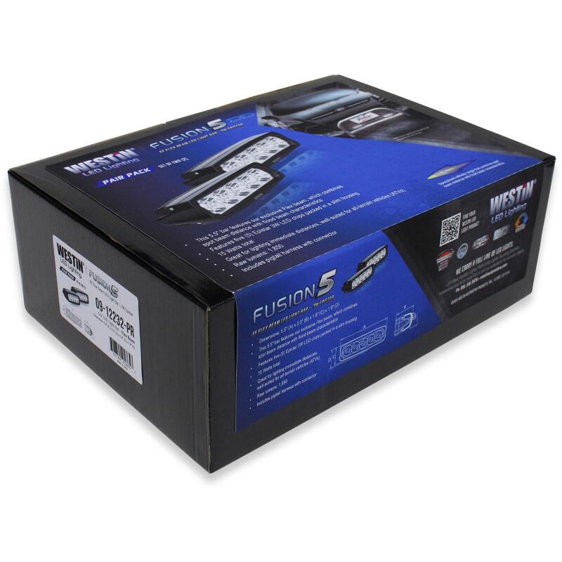 Westin Fusion5 LED Light Bar Single Row 5.5 inch Flex w/3W Epistar (Set of 2) - Black