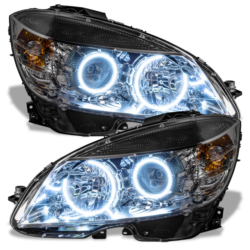 Oracle 08-11 Mercedes Benz C-Class Pre-Assembled Headlights - Chrome Housing - White SEE WARRANTY