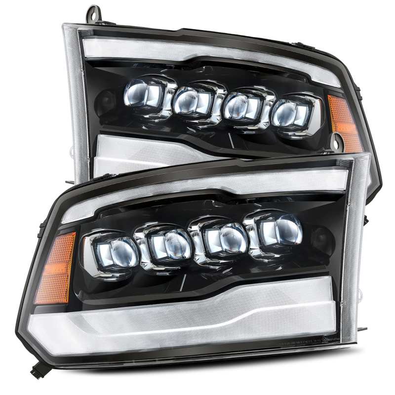 AlphaRex 09-18 Dodge Ram 1500HD NOVA LED Projector Headlights Plank Style Design Gloss Black w/DRL