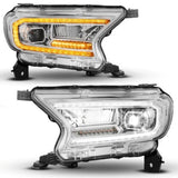 ANZO 19-23 Ford Ranger (Factory Halogen Models) Full LED Proj Headlights DRL/SeqSig Chrome - Pair