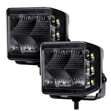 Load image into Gallery viewer, Go Rhino Xplor Blackout Series Cube LED Sideline Flood Light Kit (Surface Mount) 4x3 - Blk (Pair)