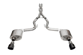 Corsa 24+ Ford MustangGT Sport Cat-Back Ex.Sys 3.0in Dual Rear Exit w/4.5in Blk PVD Pro Series Tips
