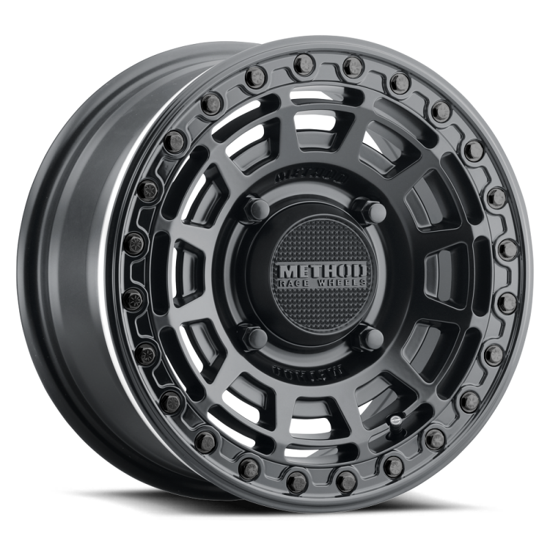 Method MR415 Beadlock 15x10 / 6+4/25mm Offset / 5x4.5 / 76 CB Matte Black Wheel - Gloss Black Ring