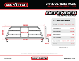 Gen-Y 20+ GMC GM 2500/3500 Defender Headache Rack Only - Black