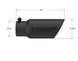 MBRP Universal Tip 4in OD 3in Inlet 10in Length Dual Wall Angled End Black