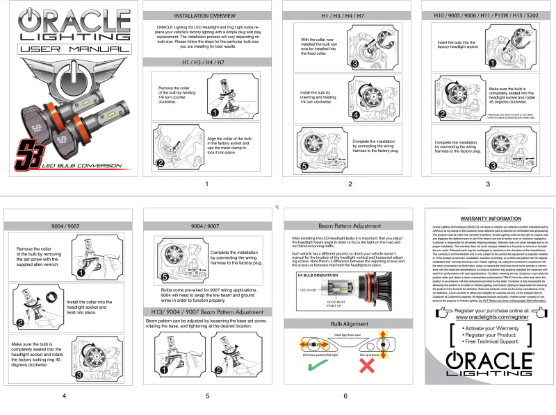 Oracle 9005 - S3 LED Headlight Bulb Conversion Kit - 6000K SEE WARRANTY