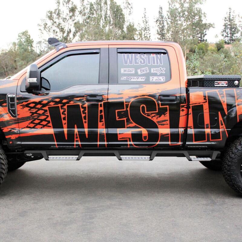 Westin/HDX 17-18 Ford F-250/350 Crew Cab (6.75ft Bed) Stainless Drop Nerf Step Bars - Textured Black