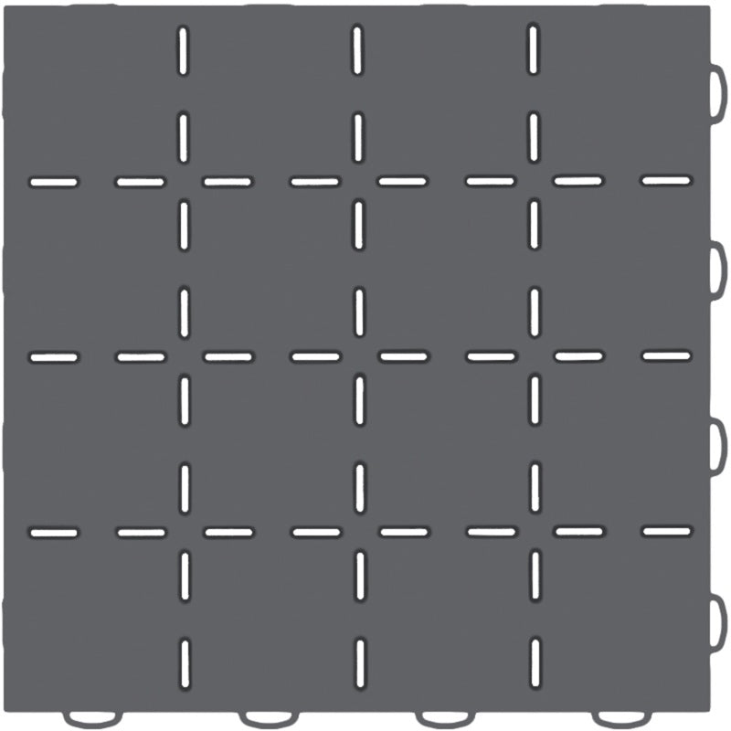 WeatherTech TechFloor 12in x 12in Solid Floor Tile w/ Raised Squares - Dark Grey