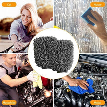 Load image into Gallery viewer, WASH&amp;WHIPS Chenille Premium Scratch-Free Microfiber Lint-Free Blue Wash Mitt 8" x 10"in &amp; Black Pitstop Particle Interceptor