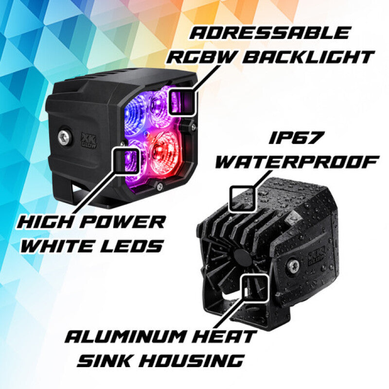 XKGlow XKmax RGBW Addressable Cube Light Kit - Flood Beam