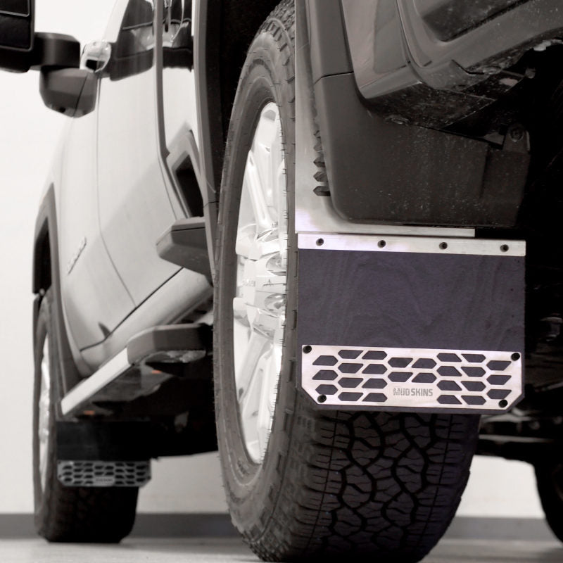 Putco 14-20 Chevrolet Silverado LD / GMC Sierra LD - Set of 2 Mud Skins - Brushed SS w/ Hex Shield