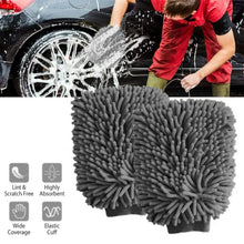 Load image into Gallery viewer, WASH&amp;WHIPS Microfiber Chenille Car Cleaning Mitt - 2pk
