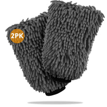 Load image into Gallery viewer, WASH&amp;WHIPS Microfiber Chenille Car Cleaning Mitt - 2pk