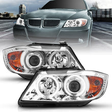 Load image into Gallery viewer, ANZO 2006-2008 BMW 3 Series E90-E91 Projector Headlights w/ Halo w/ LED Bar Chrome (CCFL)