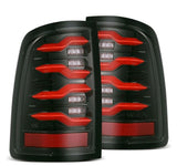 AlphaRex 09-18 Dodge RAM LUXX-Series LED Taillights Black Red w/Actv Light & SS