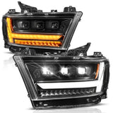 ANZO 19-24 RAM 1500 (New Body/OE Halogen) Full LED Proj Headlights DRL/SeqSig Black - Pass. Side