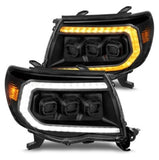 ANZO 05-11 Toyota Tacoma Full LED Proj Headlights White DRL/Init/SeqSig Black - Pair