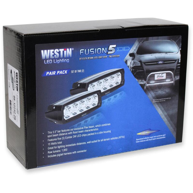 Westin Fusion5 LED Light Bar Single Row 5.5 inch Flex w/3W Epistar (Set of 2) - Black