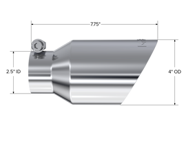 MBRP Universal Tip 4in O.D. Dual Wall Angled 2.5in inlet 8in length T304