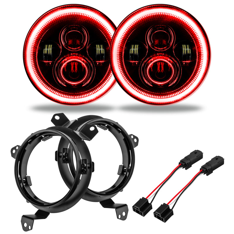 Oracle Jeep Wrangler JL/Gladiator JT 7in. High Powered LED Headlights (Pair) - Red SEE WARRANTY