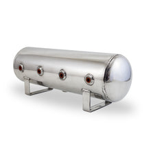 Load image into Gallery viewer, Air Lift 2.5 Gal Alum Air Tank - (4) 1/4in Face Ports &amp; 1/4in Drain Port - 20in L X 6in D - Polished