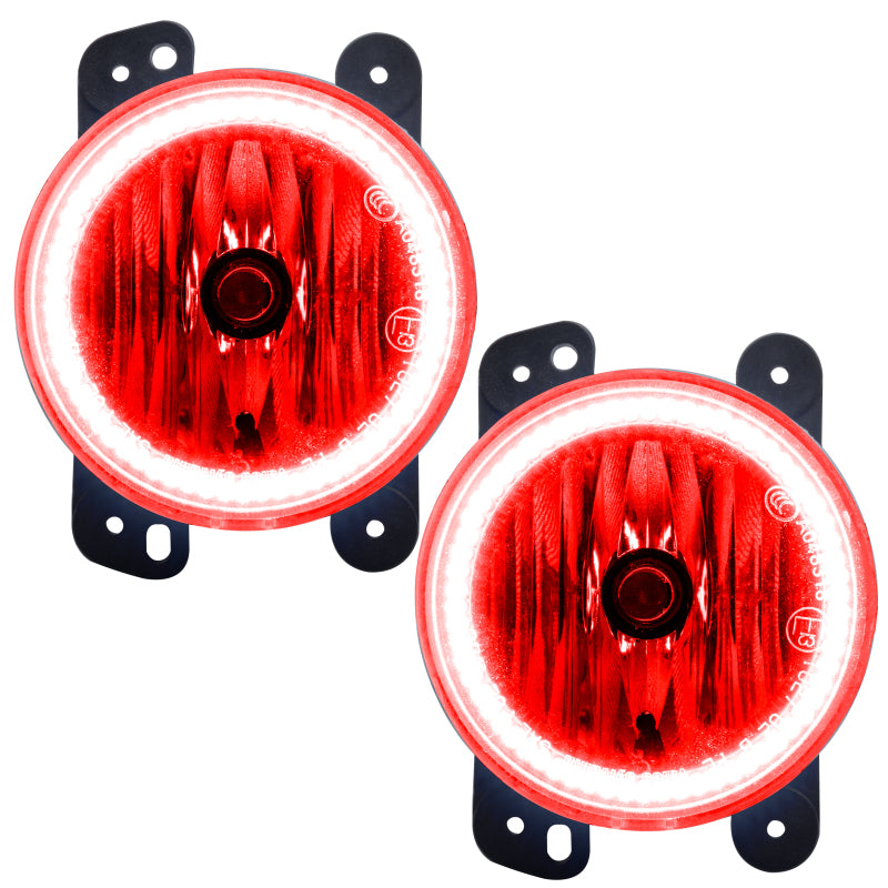 Oracle Lighting 07-09 Jeep Wrangler JK Pre-Assembled LED Halo Fog Lights -Red SEE WARRANTY