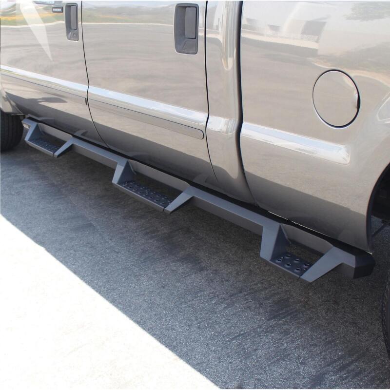 Westin 99-16 Ford F-250/350/450/550 CC (6.75ft Bed) HDX Drop Whl to Whl Nerf Step Bars - Text Blk