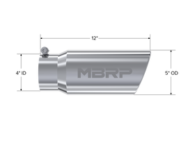 MBRP Universal Tip 5 O.D. Angled Rolled End 4 inlet 12 length