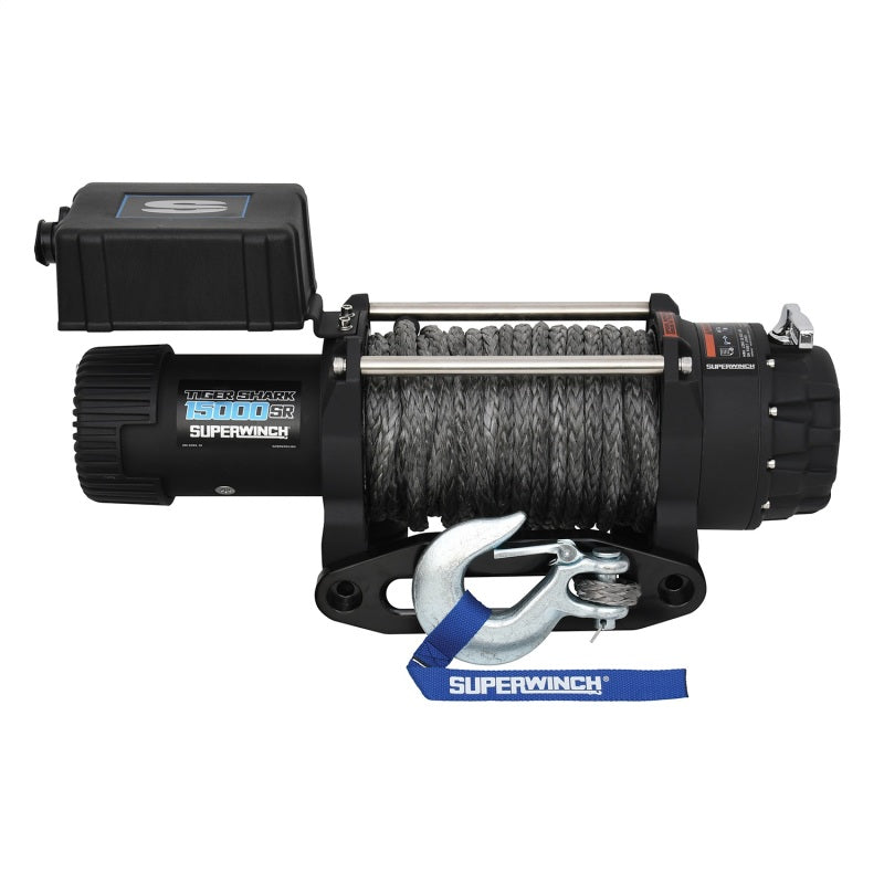 Superwinch 15000 LBS 12V DC 15/32in x 78ft Synthetic Rope Tiger Shark 15000SR Winch