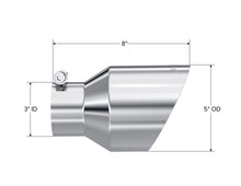 Load image into Gallery viewer, MBRP Universal T304 Stainless Steel Tip  3on ID / 5in OD Out / 8in Length Angle Cut Dual Wall