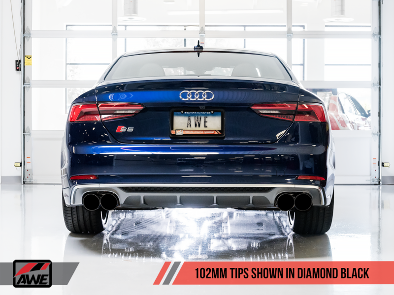 AWE Tuning Audi B9 S5 Coupe 3.0T Track Edition Exhaust - Diamond Black Tips (102mm)