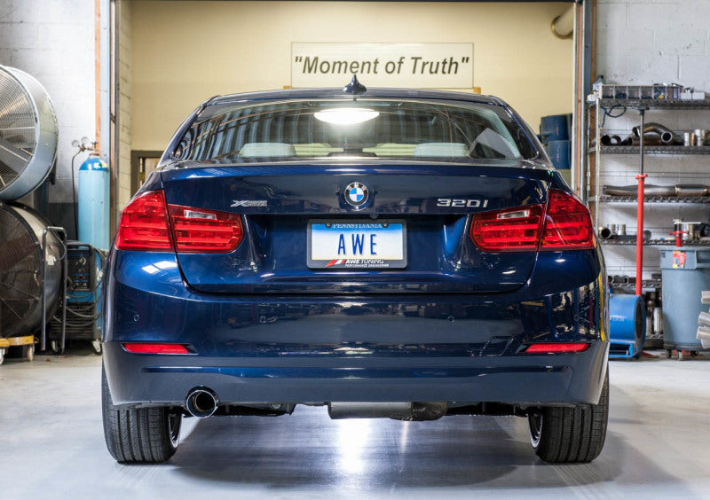 AWE Tuning BMW F30 320i Touring Exhaust w/Performance Mid Pipe - Chrome Silver Tip (90mm)