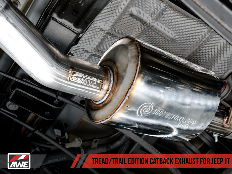 AWE Tuning 20-21 Jeep Gladiator JT 3.6L Tread Edition Cat-Back Dual Exhaust - Diamond Black Tip