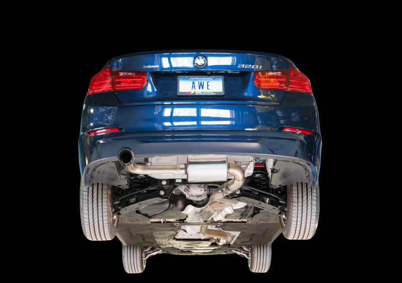 AWE Tuning BMW F30 320i Touring Exhaust &amp; Performance Mid Pipe - Chrome Silver Tip (102mm)