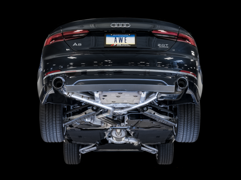 AWE Tuning Audi B9 A5 SwitchPath Exhaust Dual Outlet - Diamond Black Tips (Includes DP and Remote)