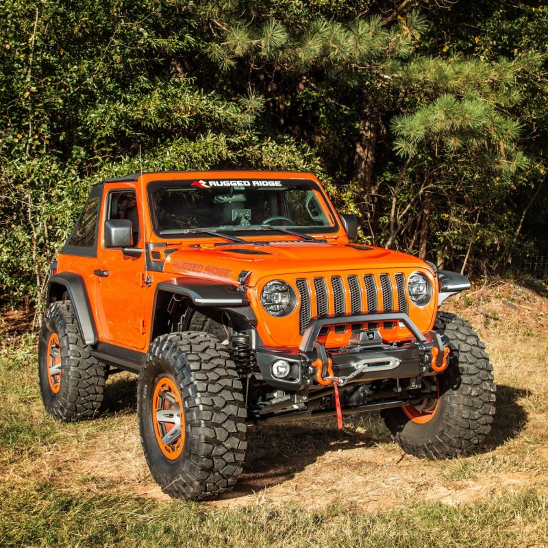 Rugged Ridge 18-22 Jeep Wrangler JL/JT Grille Arcus Front Bumper Stamped Steel Overrider Bar