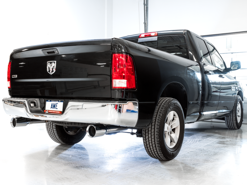 AWE Tuning 09-18 RAM 1500 5.7L (w/Cutouts) 0FG Dual Rear Exit Cat-Back Exhaust - Chrome Silver Tips