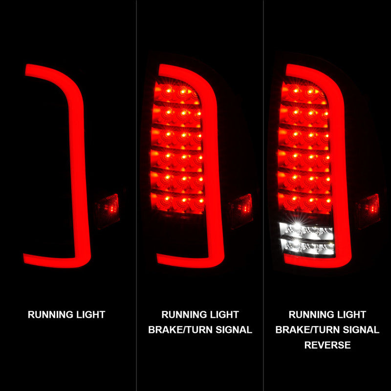 ANZO 05-15 Toyota Tacoma Full LED Tail Lights w/Light Bar Sequential Black Housing Smoke Lens