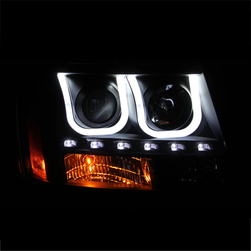 ANZO 2007-2013 Chevrolet Avalanche Projector Headlights w/ U-Bar Black