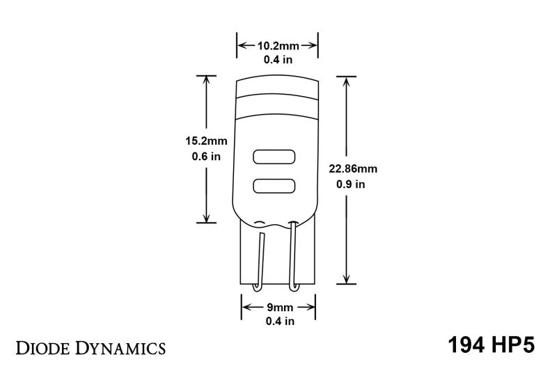 Diode Dynamics 194 LED Bulb HP5 LED Pure - White Set of 12