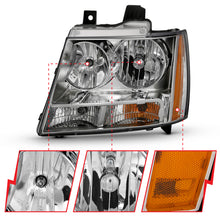 Load image into Gallery viewer, ANZO 2007-2014 Chevy Tahoe Crystal Headlight Chrome Amber(OE)