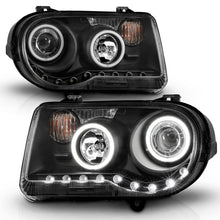 Load image into Gallery viewer, ANZO 2005-2010 Chrysler 300C Projector Headlights w/ Halo Black (CCFL) G2