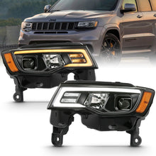 Load image into Gallery viewer, ANZO 2017-2018 Jeep Grand Cherokee Projector Headlights w/ Plank Style Switchback - Black w/ Amber