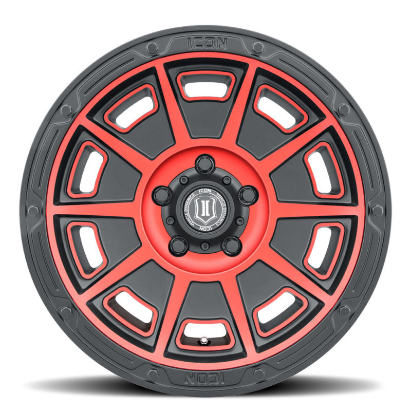 ICON Victory 17x8.5 6x120 0mm Offset 4.75in BS Satin Black w/Red Tint Wheel