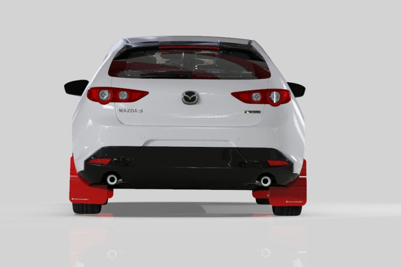 Rally Armor 19-24 Mazda3 Hatchback Black UR Mud Flap w/White Logo