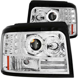 ANZO 1992-1996 Ford F-150 Projector Headlights w/ Halo Chrome w/ Side Markers and Parking Lights