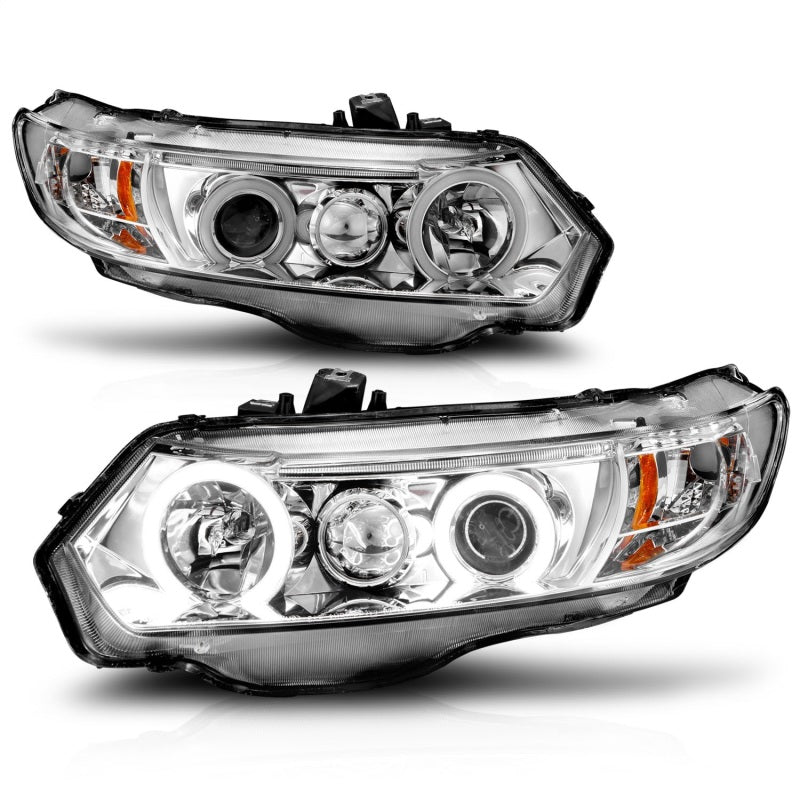 ANZO 2006-2011 Honda Civic Projector Headlights w/ Halo Chrome (CCFL)