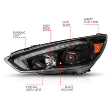 Load image into Gallery viewer, ANZO 15-18 Ford Focus Projector Headlights - w/ Light Bar Switchback Black Housing