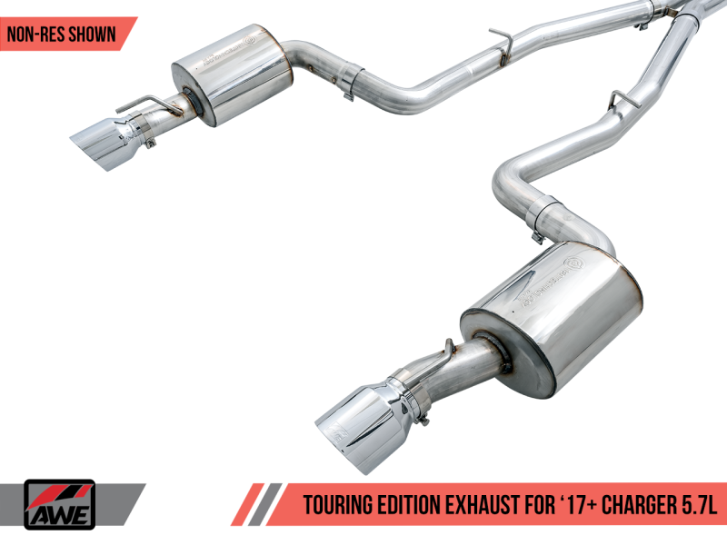 AWE Tuning 2015+ Dodge Charger 6.4L/6.2L SC Non-Resonated Touring Edition Exhaust - Silver Tips