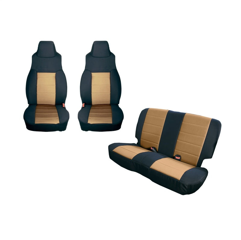 Rugged Ridge Seat Cover Kit Black/Tan 03-06 Jeep Wrangler TJ